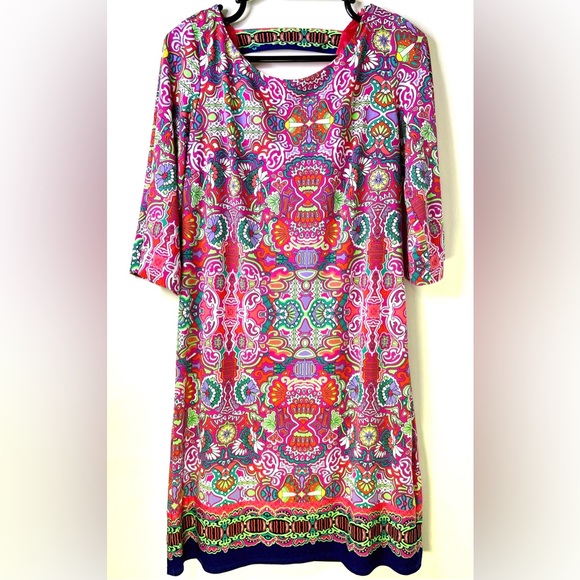 Laundry Shelli Segal S Mosaic Floral Graphic Print Dress Pink Orange - Picture 1 of 6